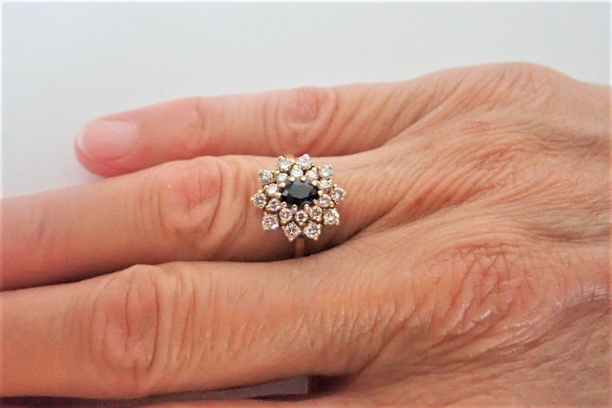Bague Saphir Et Diamants Or 18 Carats-photo-4