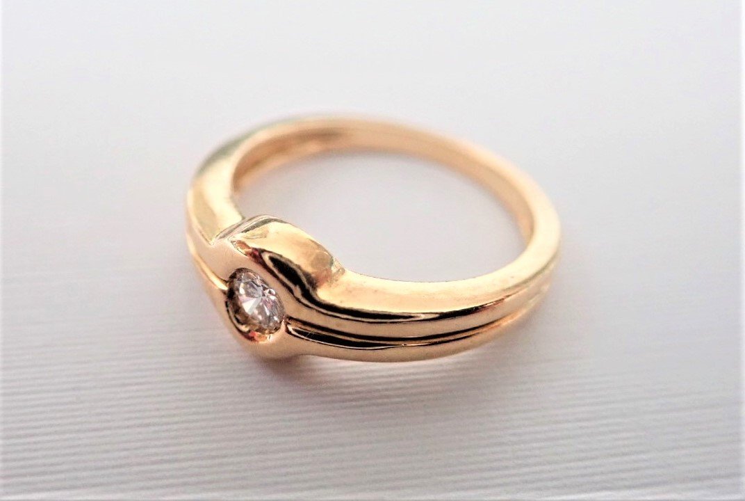 18k Gold Diamond Bangle Ring