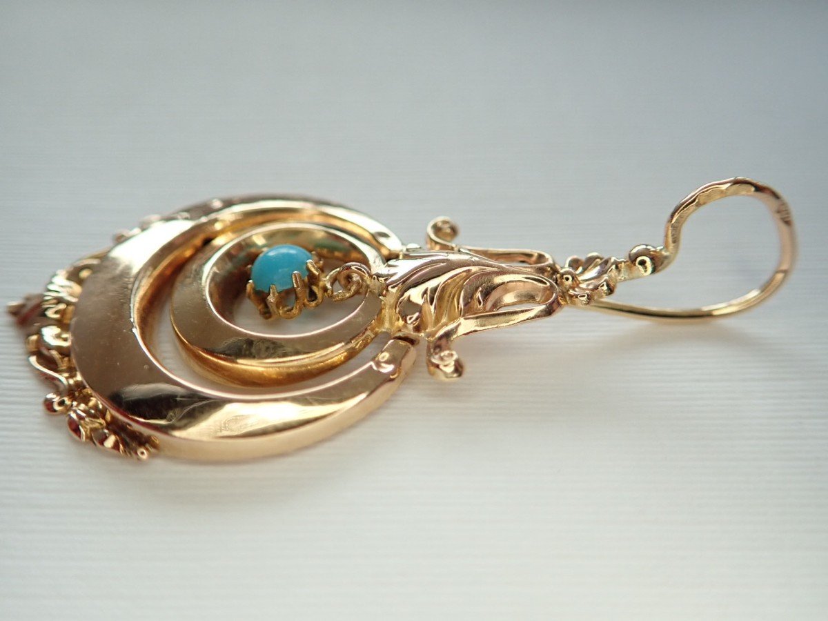 Pendentif Or Rose 18 Carats Turquoise-photo-2
