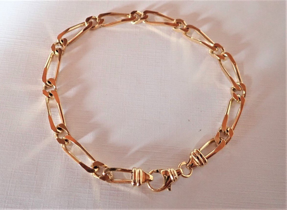 Bracelet Or 18 Carats Maille Alternée 21cm