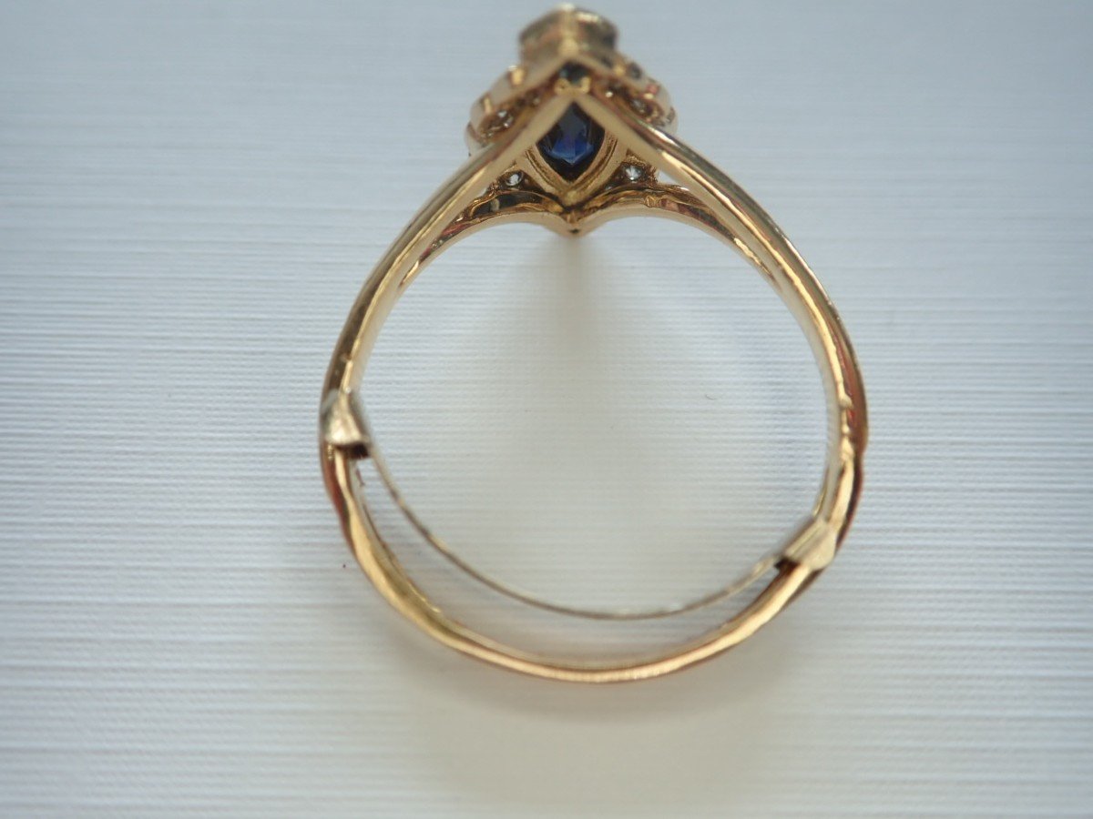 Vintage Marquise Diamond And Sapphire Ring-photo-1