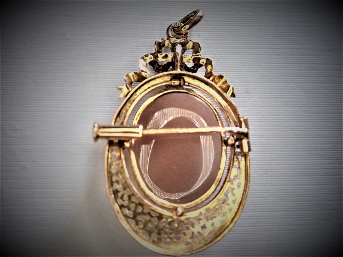 Pendentif et  Broche Camée  Or 18 Carats-photo-2
