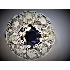 Ring Pompadour Sapphire And Diamonds Gold 18 Carats