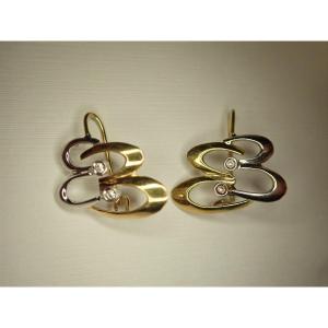 Vintage Pair Of White Gold And 18k Yellow Gold Earring