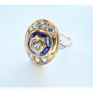 Vintage Diamond And Sapphire Ring In 18 Carat Gold