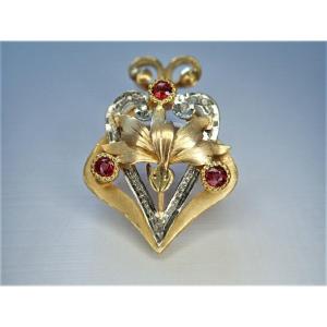 Coulisseau de sautoir diamants or 18 carats Art Nouveau