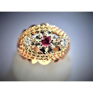 Bague art deco diamants or 18 carats