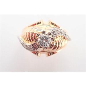 Art Deco Rose Gold Ring Set With Diamonds