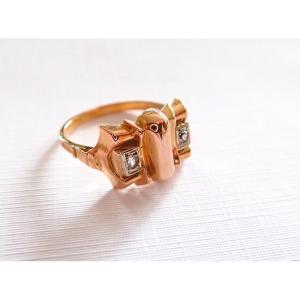 Art Deco Tank Ring 18 Carat Pink Gold