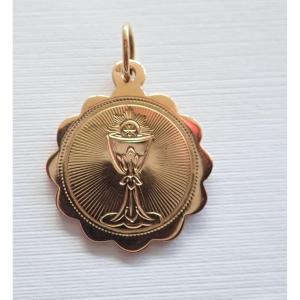 Napoleon III médaille motif calice en or rose 18 carats