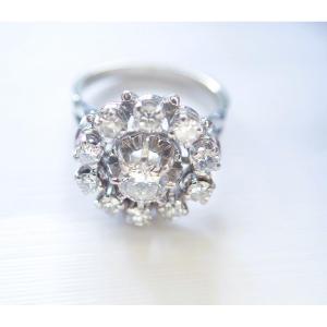 Daisy Diamond Ring In 18k White Gold