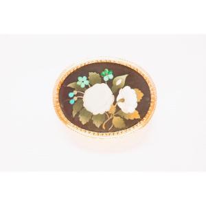 Broche micromosaique or 18 carats