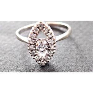 White Gold Marquise Ring Set With Brilliant-cut Diamonds