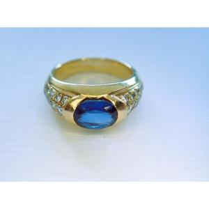 Vintage 18k Gold Sapphire And Diamond Ring