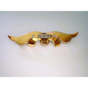 Broche art déco diamants  en or 18 carats