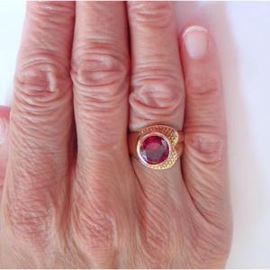 Art Deco Asymmetrical Red Stone Ring