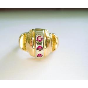 Art déco bague boule or 18 carats