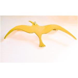 Broche motif oiseau albatros   or 18 carats