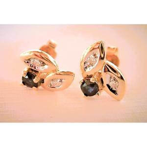 Paire de boucle d'oreille diamants et saphirs or18 carats