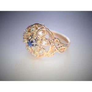 Bague diamants et saphir or 18 carats