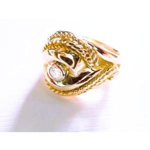 Art Deco Ring In 18-carat Gold Set With A Diamond 