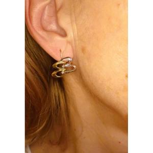 Boucles d'oreilles vintage or jaune et or blanc 18 carats