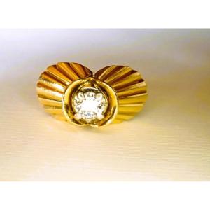 Art Deco Tank Ring With Diamonds In 18-carat Gold