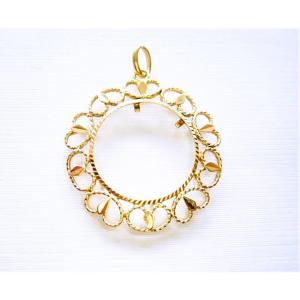 Pendentif porte pièce or 18 carats diamètre 21mm