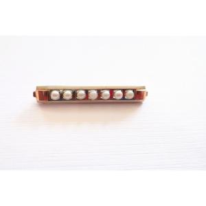 Broche épingle de bavoir or blanc et or jaune 18 carats Art Déco