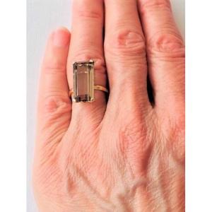 Bague quartz fumé or 18 carats