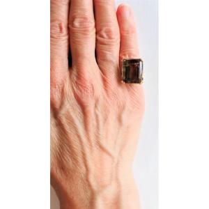 Bague quartz fumé or 18 carats