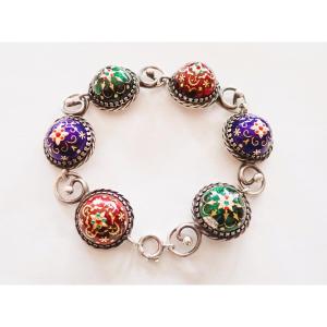 Bracelet motifs émaillés en argent