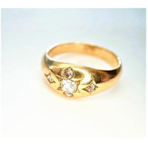 Bague or rose Napoleon III sertie de diamants 