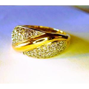 Bague godrons sertie de diamants