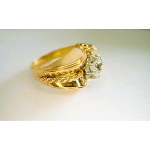 Art Deco Tank Ring, 18-karat Gold, Set With A Diamond