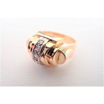 18k Gold Tank Art Deco Diamond Ring