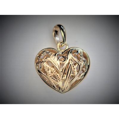 Yellow Gold And 18k White Gold Heart Pendant