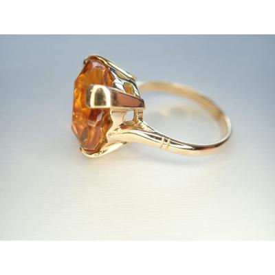 Vintage 18k Gold Yellow Stone Ring