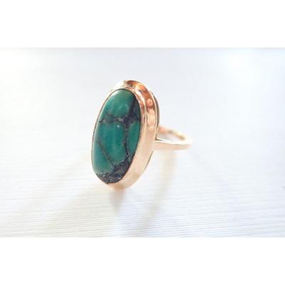 18k Gold Veined Turquoise Ring