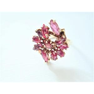 Gold Navette Cut Ruby Ring