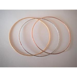 3 Twisted Bangle Bracelets Yellow Gold, Pink Gold And White Gold