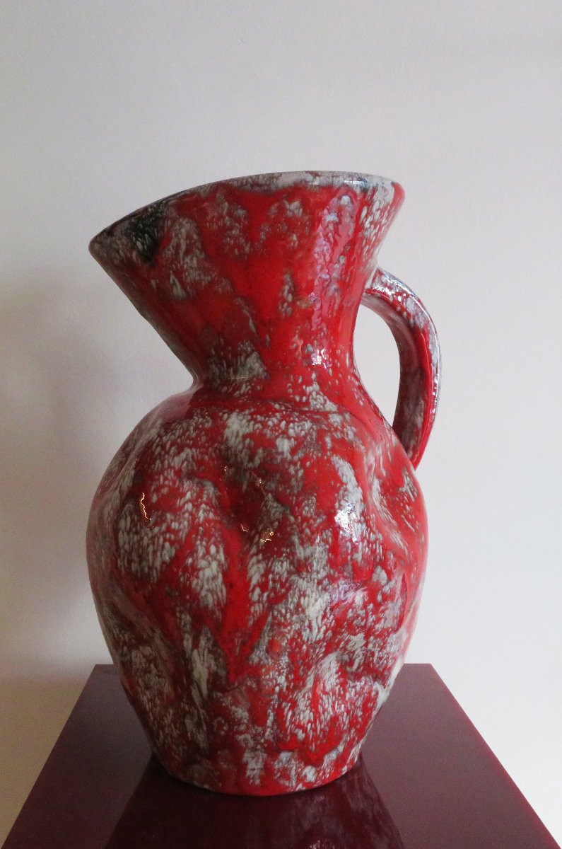 Large Ceramic Pitcher By Annette Roux.-photo-2
