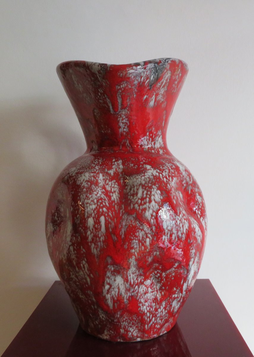 Large Ceramic Pitcher By Annette Roux.-photo-3