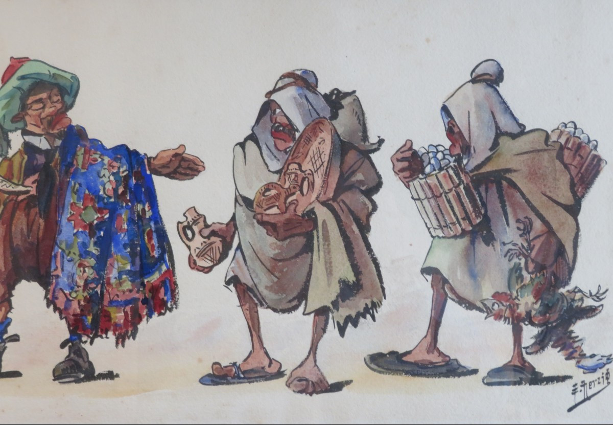 Edward Herzig. (1860 - 1926) Watercolor.-photo-4