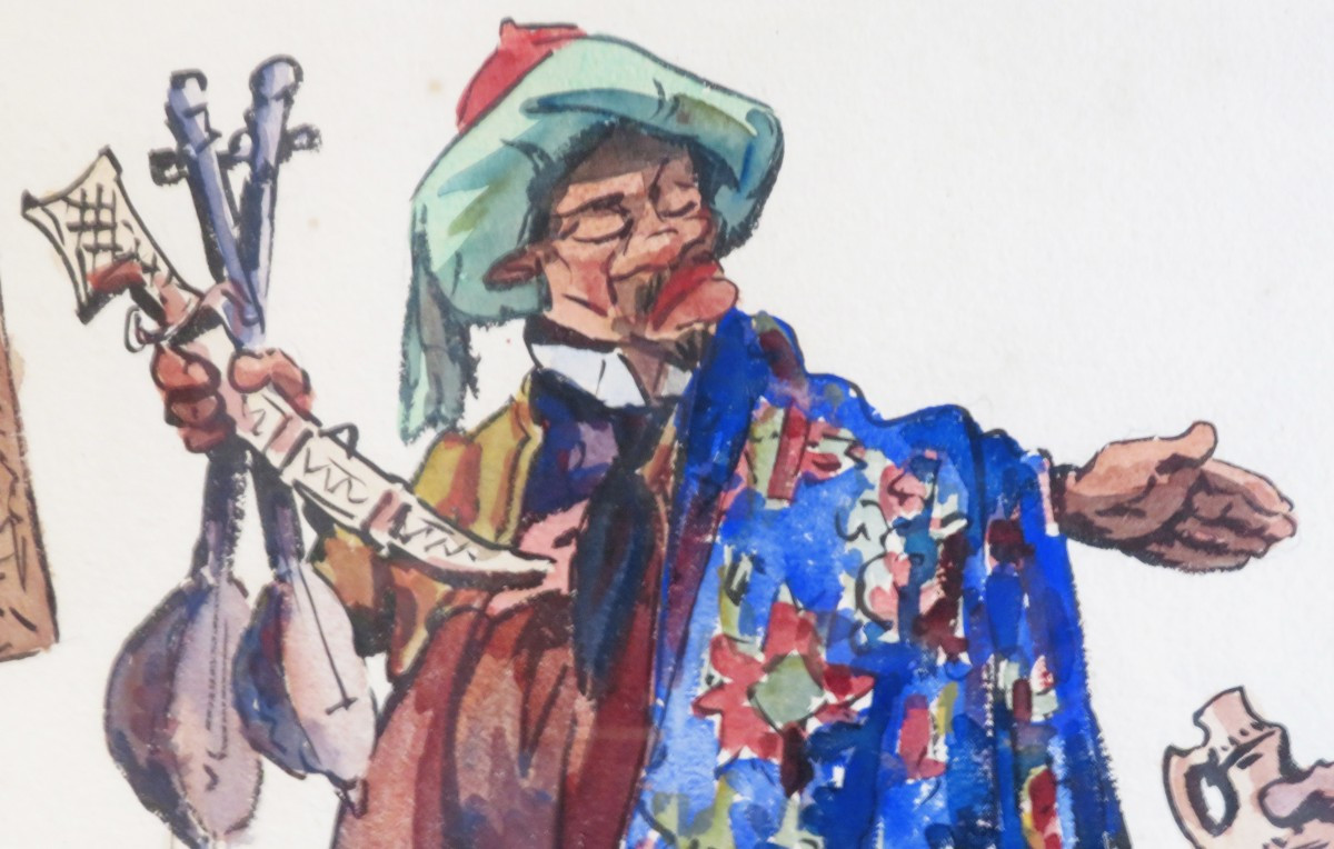 Edward Herzig. (1860 - 1926) Watercolor.-photo-2