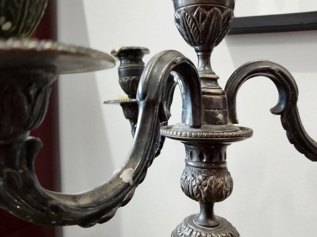 Paire de candélabres en bronze argenté.-photo-7