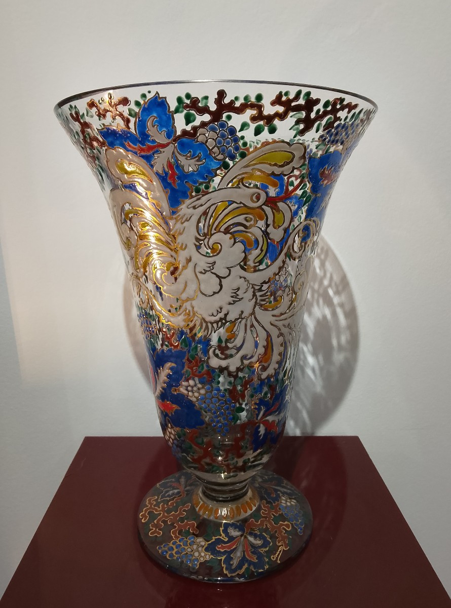 Grand vase en verre émaillé.-photo-3