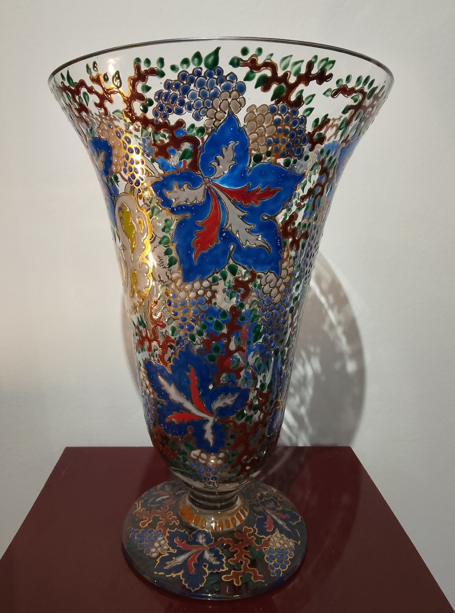 Grand vase en verre émaillé.-photo-2
