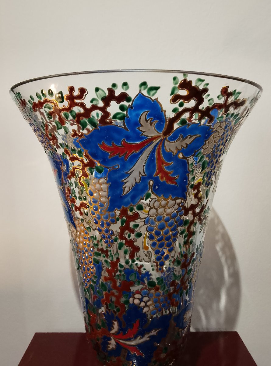 Grand vase en verre émaillé.-photo-3