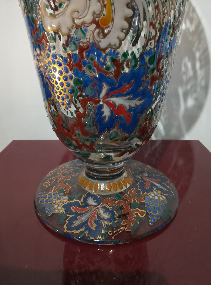 Grand vase en verre émaillé.-photo-4